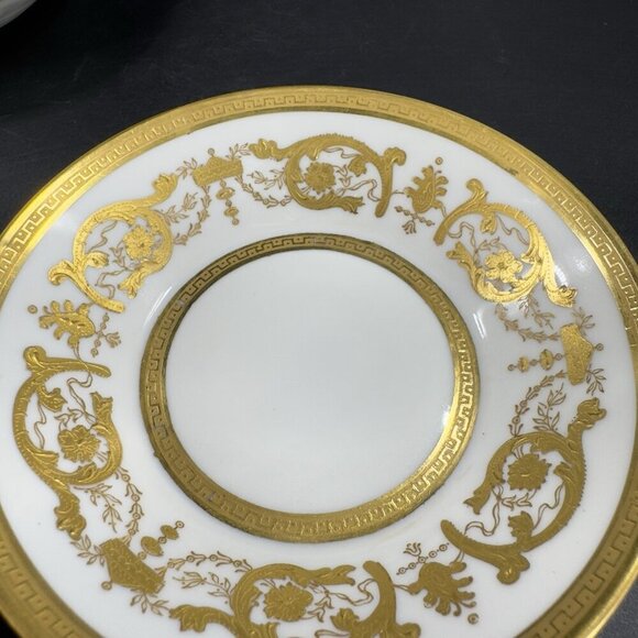 Jules Etienne Fine Porcelain Gold Raised 4.5Inch Bowl Dish Set 2 Made In Paris - Picture 8 of 12